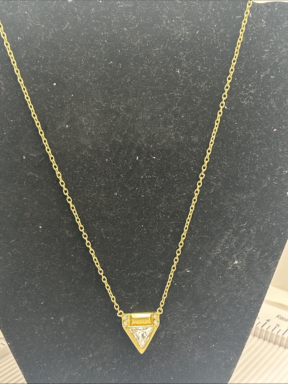 Silpada KR Gold Triangle Pendant Necklace with Clear Crystal